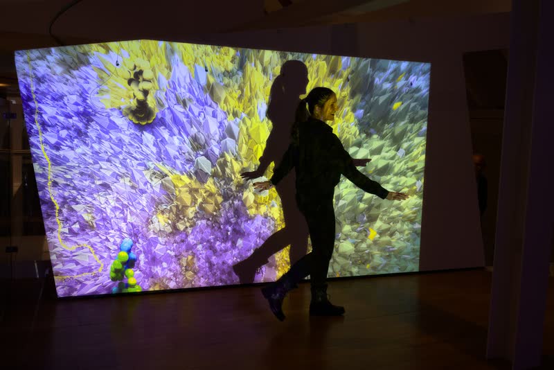 Visitors in the projection at Farbexplosion, Westfälische Salzwelten, 17 October 2026